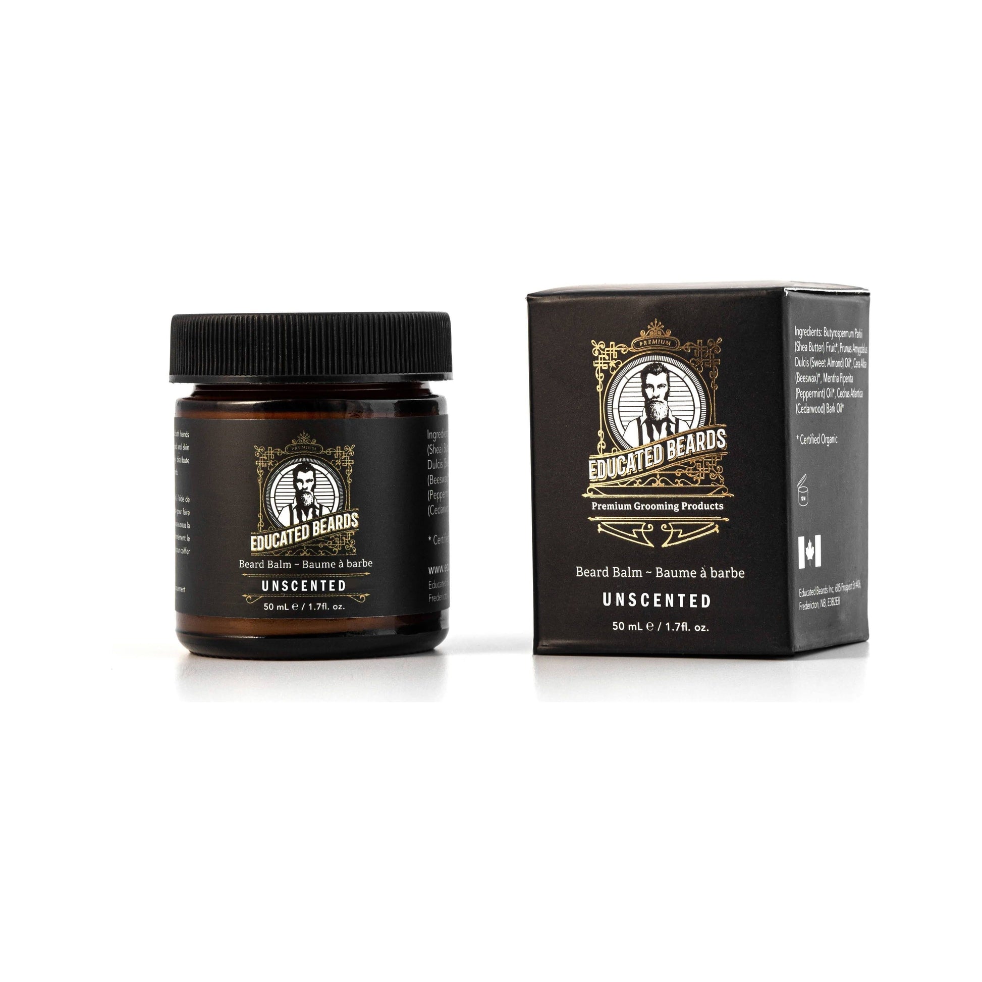 Educated Beards unscented beard balm in 50ml jar by Pasteur Pharmacy, smooth and nourishing beard grooming product.
