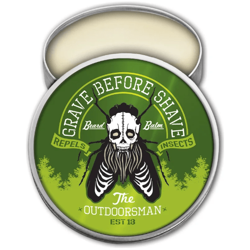 Pasteur Pharmacy Grave Before Shave Outdoorsman Beard Balm 2 oz, natural beard grooming product with nourishing formula.