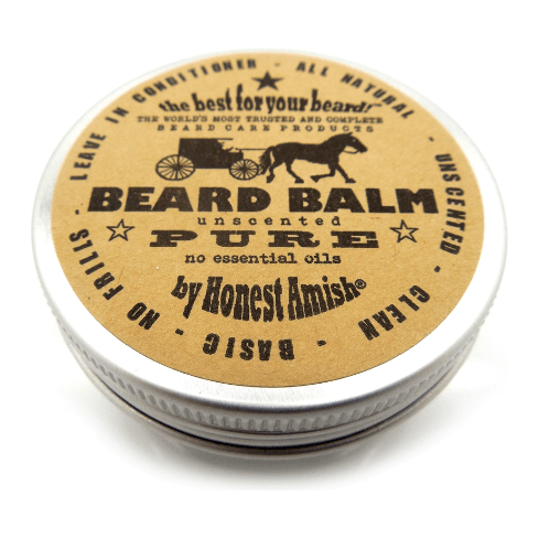 Pasteur Pharmacy Honest Amish Pure Fragrance-Free Beard Balm 2 oz, natural grooming product for beard care.