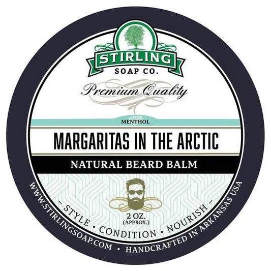 Stirling Soap Co. Margaritas In The Arctic natural beard balm in a 2 oz jar, featuring a smooth, nourishing beard grooming product.