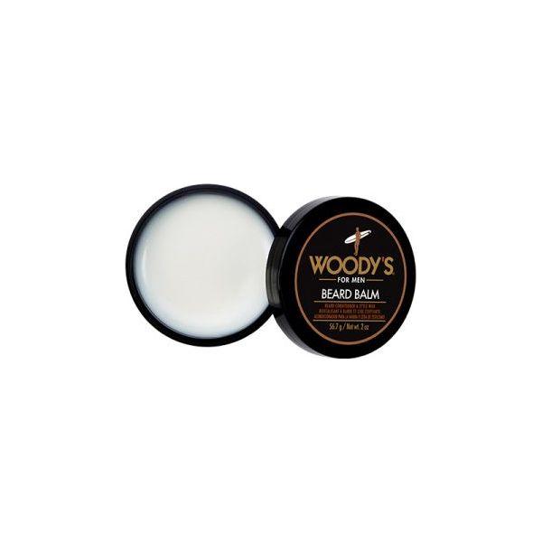 Woody's for Men Beard Balm by Pasteur Pharmacy in a 2 oz jar, smooth and conditioning for beard grooming.