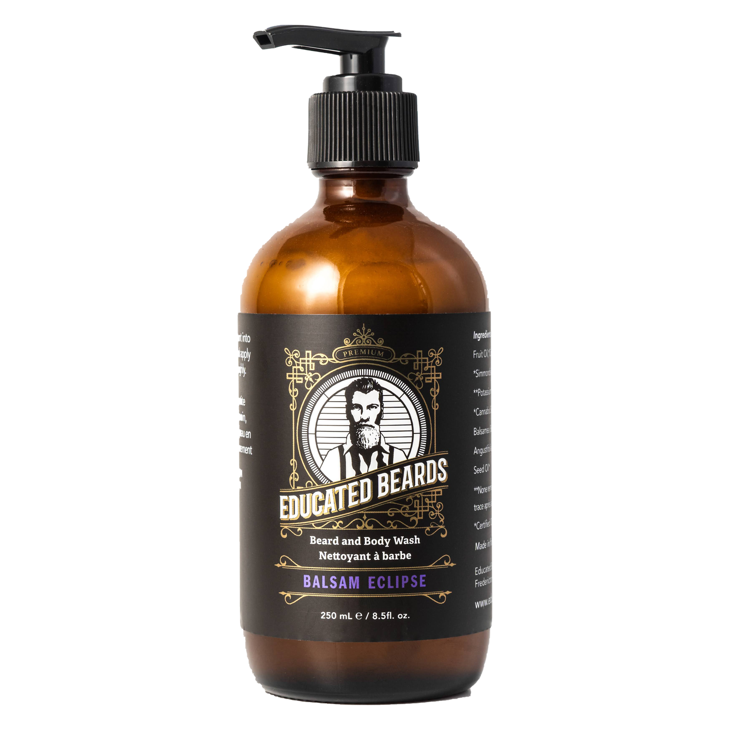 Educated Beards Eclipse Beard and Body Wash by Pasteur Pharmacy, 250ml bottle with label, for cleansing beard and body.