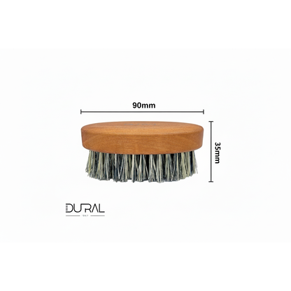 Dural Pear Wood Beard Brush by Pasteur Pharmacy with 7 rows of pure Tampico fiber, designed for grooming beards.