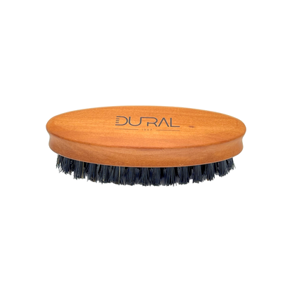 Dural Pear wood beard brush with soft natural bristles for grooming and styling facial hair.