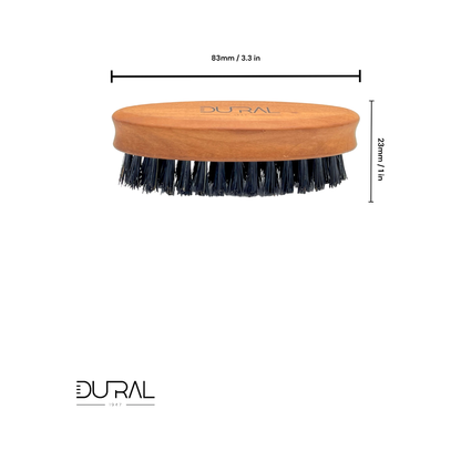 Dural Pear wood beard brush by Pasteur Pharmacy with soft natural bristles for grooming and styling facial hair.