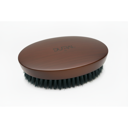 Dural Pear Wood XL soft beard brush with wild boar bristles, 113mm, for grooming and styling beards.