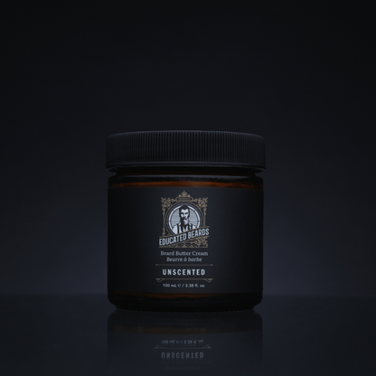 Educated Beards Unscented Beard Butter Cream by Pasteur Pharmacy in a 100ml jar, smooth and nourishing beard care product.