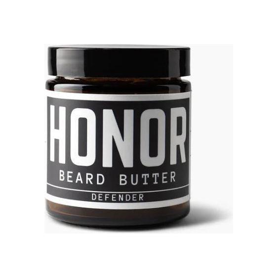 Pasteur Pharmacy Honor Initiative Defender Beard Butter 3.4 oz jar with a natural wooden lid and label for beard care.