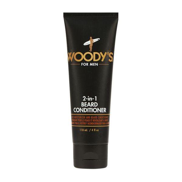 Pasteur Pharmacy Woody's for Men 2-N-1 Beard Conditioner bottle, 4 fl oz, natural grooming product for beard care.