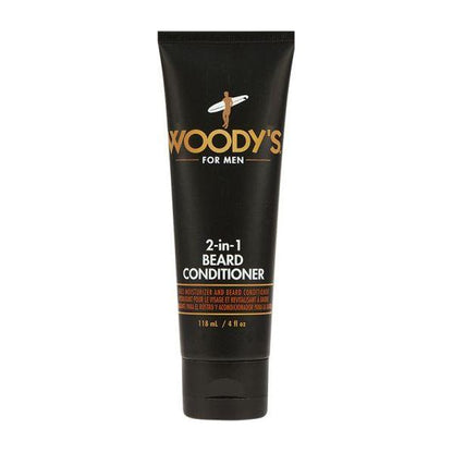 Pasteur Pharmacy Woody's for Men 2-N-1 Beard Conditioner bottle, 4 fl oz, natural grooming product for beard care.