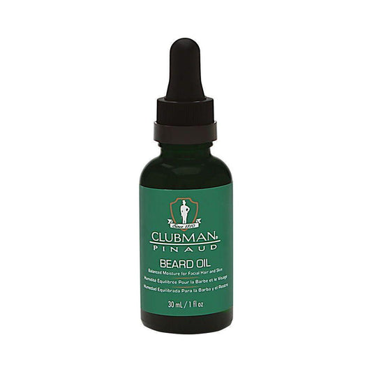 Clubman beard conditioners and oils in a 1 oz bottle, natural grooming product for beard care by Pasteur Pharmacy.