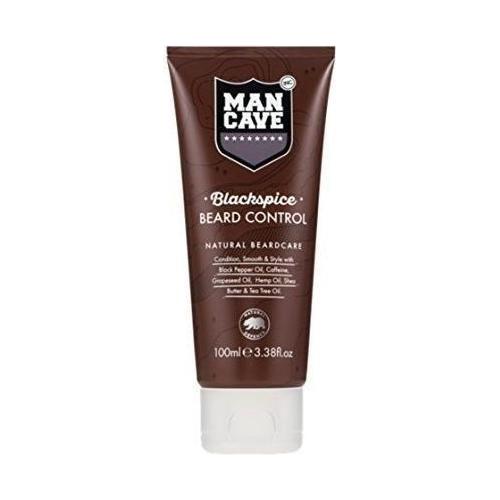 Mancave Black Spice Beard Control by Pasteur Pharmacy in 3.3 oz bottle, featuring dark-colored beard control formula.