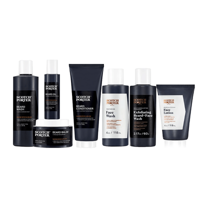 Pasteur Pharmacy Beard & Face Grooming Kit with brushes, scissors, and skincare products for complete grooming.