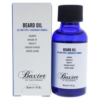 Baxter of California Beard Grooming Oil 1 oz bottle with dropper for softening and conditioning beard hair.