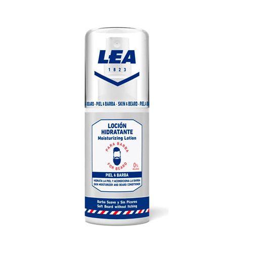 Pasteur Pharmacy Lea Skin & Beard Moisturizing Lotion 75ml bottle, featuring a pump dispenser and label with product details.
