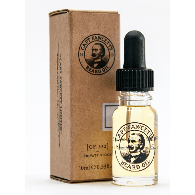 Captain Fawcett Grooming Beard Oil in 50ml bottle, natural beard care product with a sleek packaging design.
