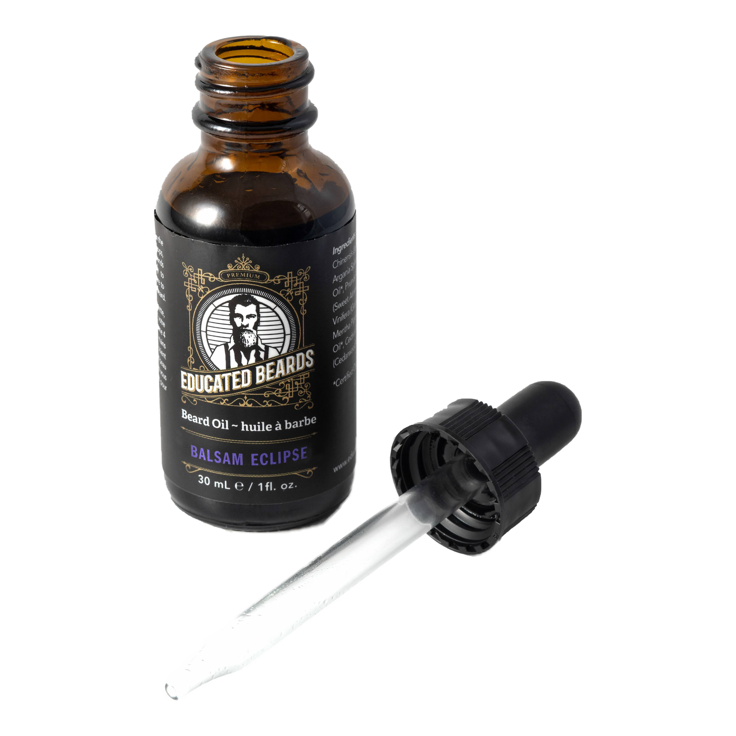 Educated Beards Eclipse Beard Oil by Pasteur Pharmacy in a 30ml bottle, designed to nourish and style facial hair.
