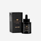 Pasteur Pharmacy Musgo Real Black Edition beard oil bottle, 1 fl oz, with dark packaging and dropper for beard grooming.