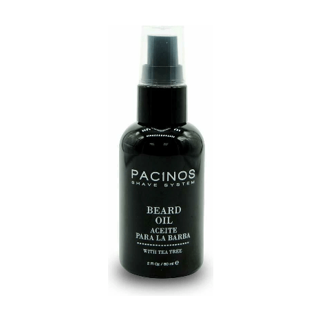 Pacinos Shave System Beard Oil with Tea Tree in 60ml bottle, natural conditioning oil for beard grooming and skin soothing.