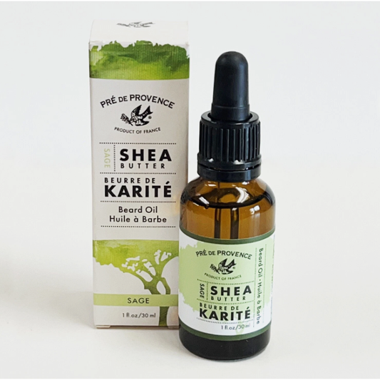 Pre De Provence Sage Shea Butter Beard Oil by Pasteur Pharmacy, 1 oz, featuring nourishing beard oil with natural sage and shea butter.