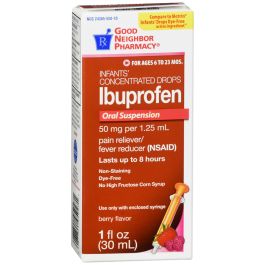 G.n.p. Ibuprofen Infant’s Berry supplement in a 1 oz bottle, featuring berry-shaped gummies for infants.