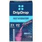 Drip Drop Dehydration Relief Bold Variety Powder 8-count beverage pack by Pasteur Pharmacy, featuring colorful powder packets for hydration.