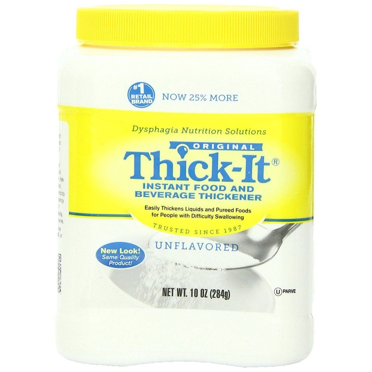 Thick-It Original instant thickening powder for beverages, unflavored, 10 oz jar, used to thicken foods and drinks.