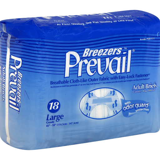 Prevail Breezers adult briefs in large size, pastel-colored bicycle shorts-style briefs for comfortable adult incontinence wear.