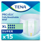 Tena adult incontinence brief with super absorbency, designed as comfortable bicycle shorts and briefs for discreet protection.