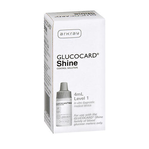 Pasteur Pharmacy Glucocard Shine Control Solution bottle for blood glucose testing, with label visible in the image.