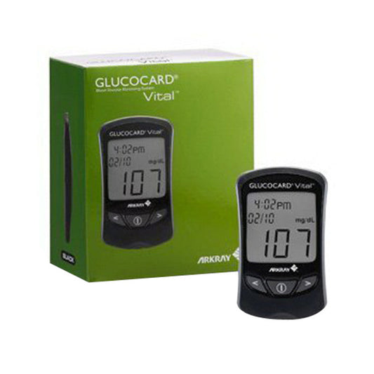 ArkRay Glucocard® Vital™ blood glucose meter from Pasteur Pharmacy, digital device for monitoring blood sugar levels.