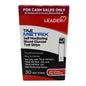 Leader True Metrix blood glucose test strips for self-monitoring, shown in packaging with test strips and label.