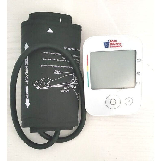 Pasteur Pharmacy automatic blood pressure monitor from Good Neighbor Pharmacy, digital cuff with display for accurate readings.