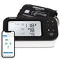 Omron Series 7 upper arm blood pressure monitor with digital display and cuff for accurate blood pressure readings.