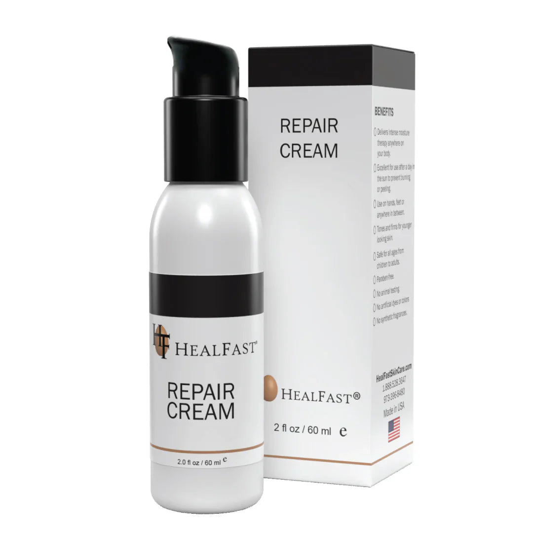 Pasteur Pharmacy HealFast Repair Body Cream 1.70 oz jar, smooth cream for skin repair and hydration.