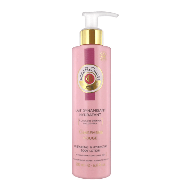 Roger & Gallet Ginger Body Cream in 200ml container, featuring a smooth, creamy texture and ginger scent for nourishing skin.