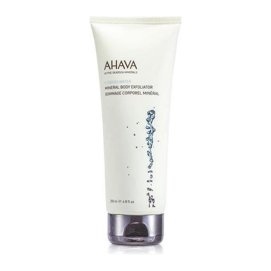 Ahava Dead Sea Water Mineral Body Exfoliator in 6.8 oz tube, featuring natural mineral-rich exfoliating formula.