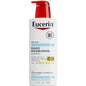 Eucerin Daily Hydration SPF 15 Body Lotion in 16.9 oz unscented bottle, moisturizing and protecting skin with broad spectrum sun protection
