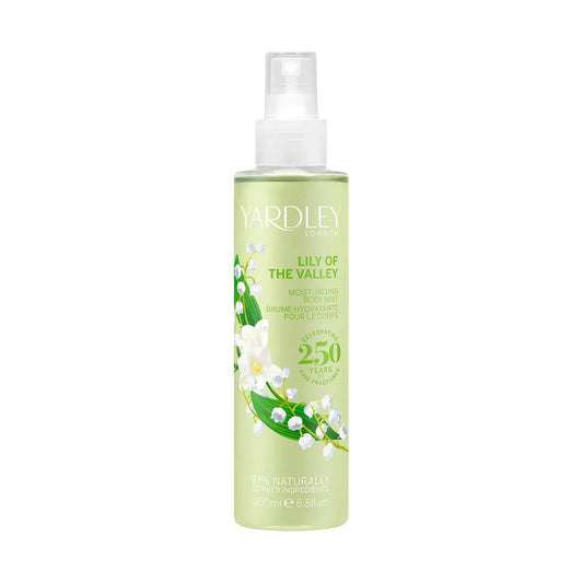 Yardley Lilly of the Valley Body Mist 6.8 fl oz bottle, fresh floral scent, natural spray for body and skin care.