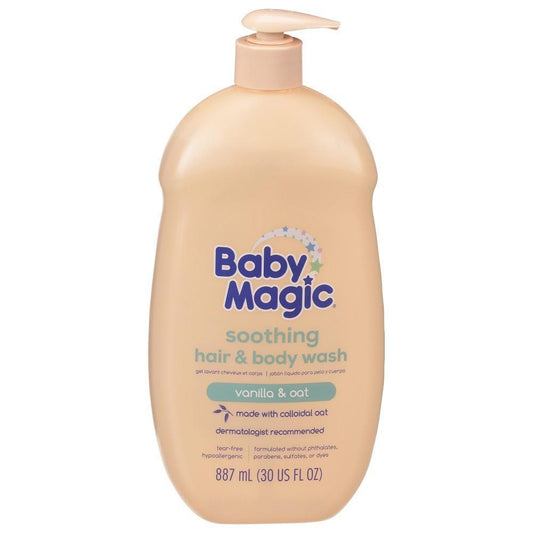 Baby Magic Soothing Vanilla & Oat Body Wash by Pasteur Pharmacy, 30 Fl Oz, gentle cleanser for baby's hair and skin.