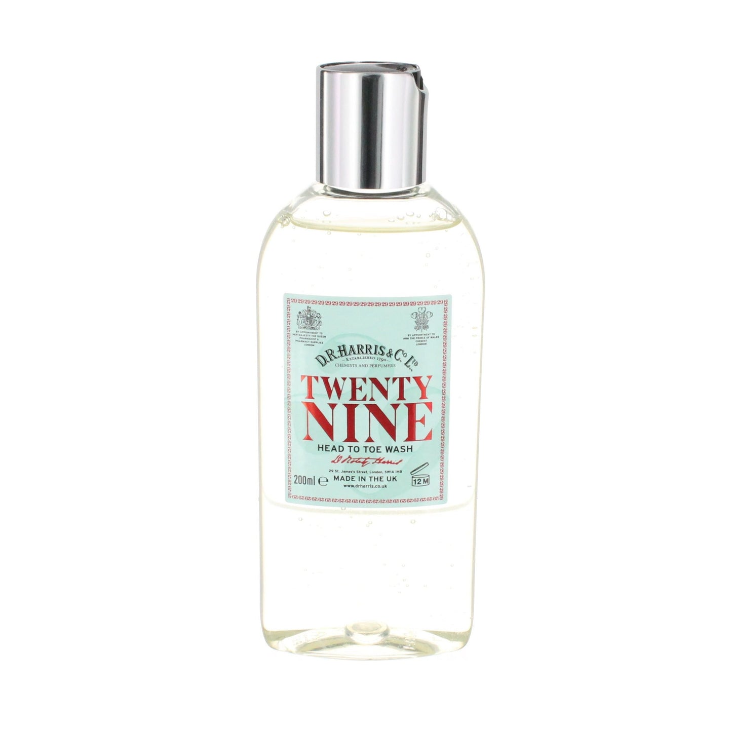 D. R. Harris & Co Twenty Nine Head to Toe Body Wash in 50ml bottle, natural skincare product from Pasteur Pharmacy.