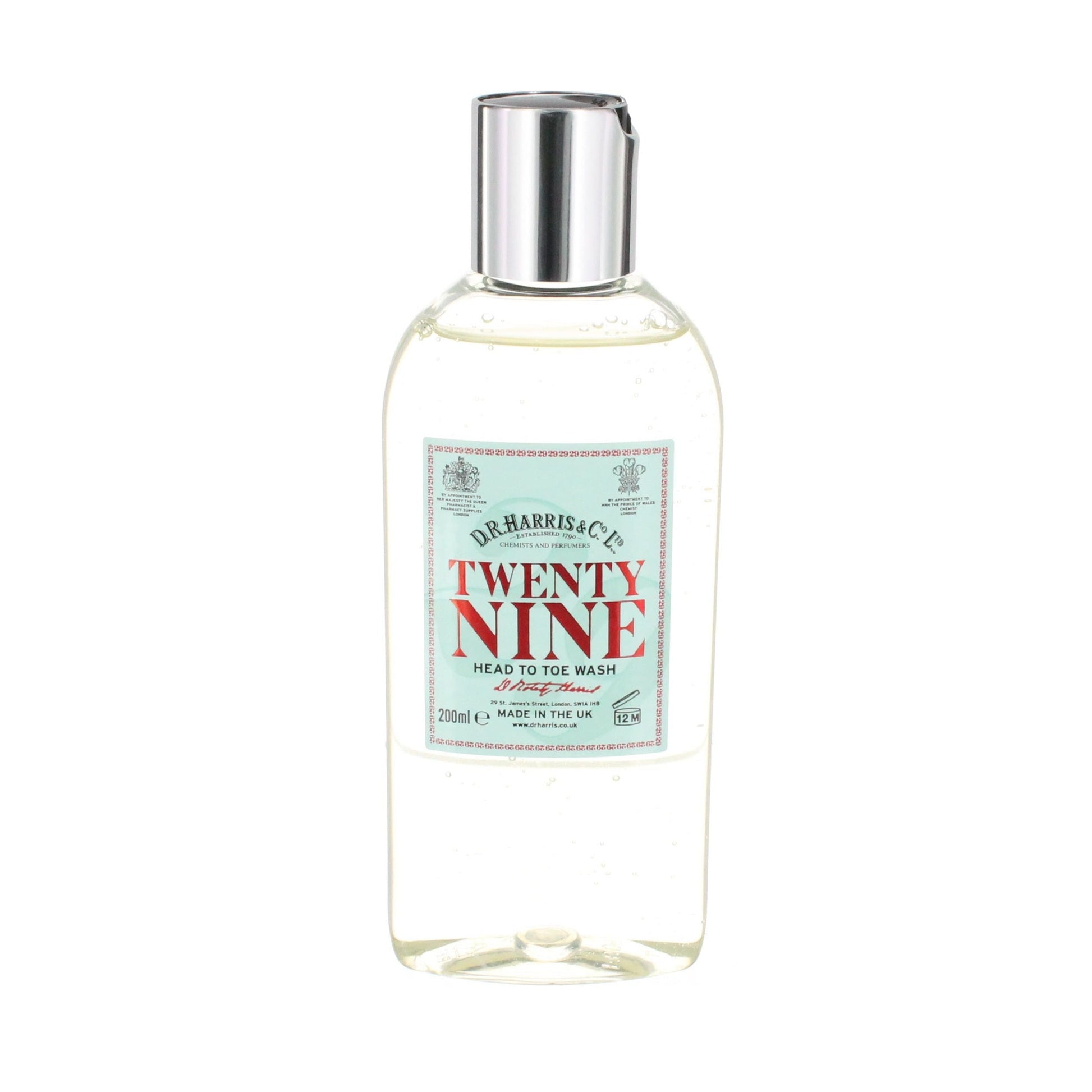D. R. Harris & Co Twenty Nine Head to Toe Body Wash in 50ml bottle, natural skincare product from Pasteur Pharmacy.