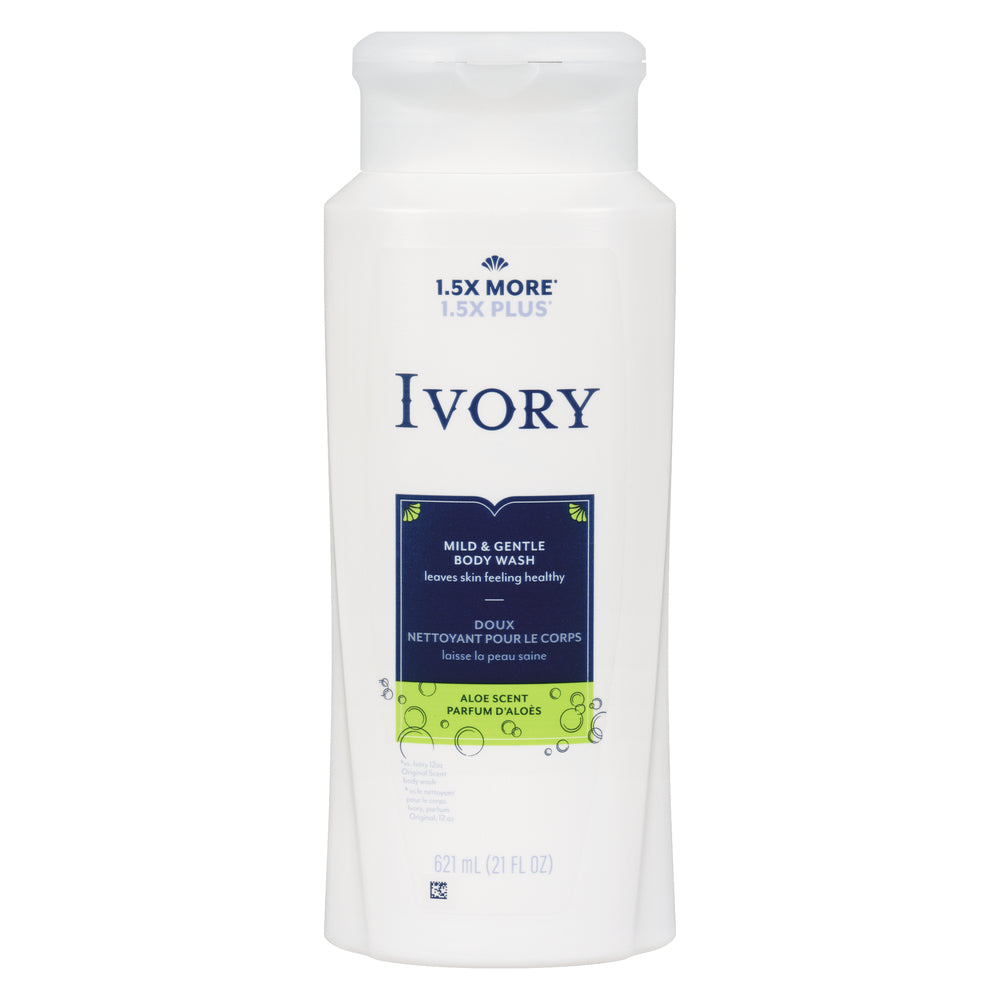 Ivory Clean Body Wash by Pasteur Pharmacy with soothing aloe scent, creamy liquid body wash for gentle cleansing.