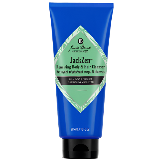Jack Black JackZen Renewing Body & Hair Cleanser in 10 oz bottle, natural body wash for revitalizing skin and hair.