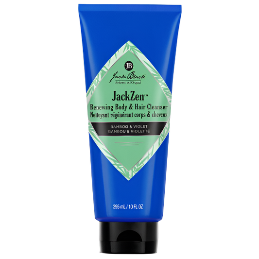Jack Black JackZen Renewing Body & Hair Cleanser in 10 oz bottle, natural body wash for revitalizing skin and hair.