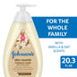 Johnson's Baby Moisture Wash with vanilla and oat scents, skin nourishment body wash in a 20.3 fl oz bottle.
