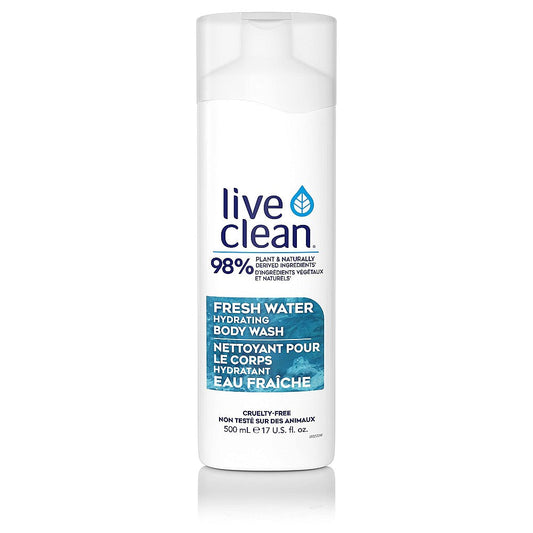 Live Clean Fresh Water Hydrating Body Wash in a 17 fl oz bottle, moisturizing body wash by Pasteur Pharmacy