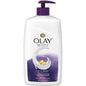 Olay Age Defying Body Wash with Vitamin E in a 30 fl oz bottle, featuring a clear pump dispenser and bright packaging.