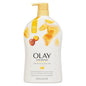 Olay Ultra Moisture Shea Butter Body Wash in a 30 oz pump bottle, featuring creamy texture and moisturizing formula.