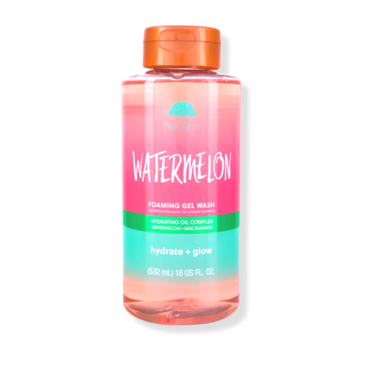 Tree Hut Watermelon Foaming Gel Body Wash in 18 oz bottle, with fresh watermelon scent and gentle cleansing formula.